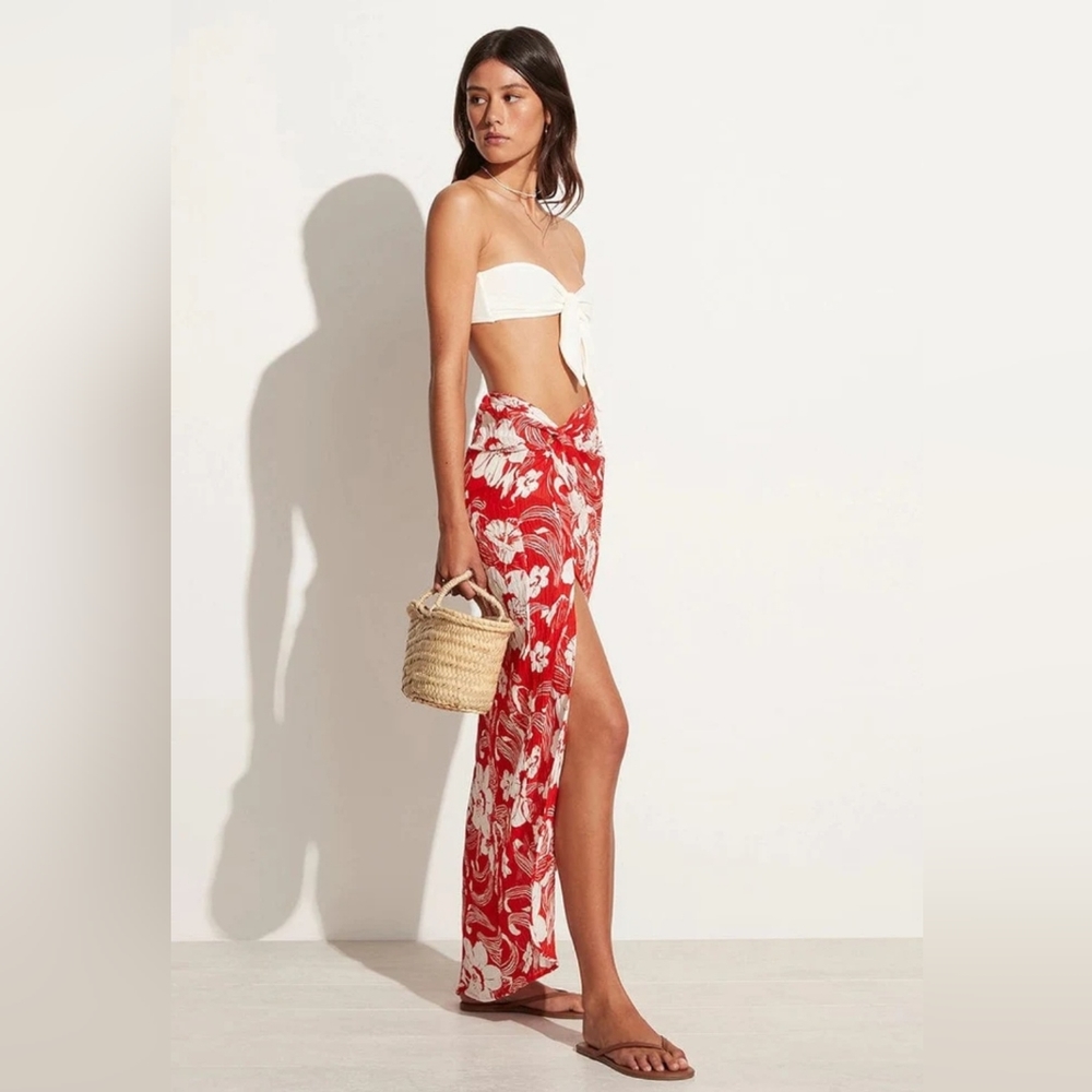 NWT Faithfull the Brand Lulu Maxi Skirt Camara Floral Print Red